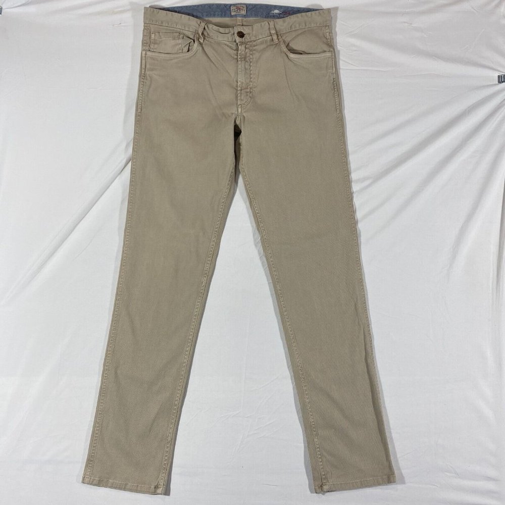 Faherty Twill 5-Pocket Mens Sz 34 x32  Khaki Chino Pants 22-BS29